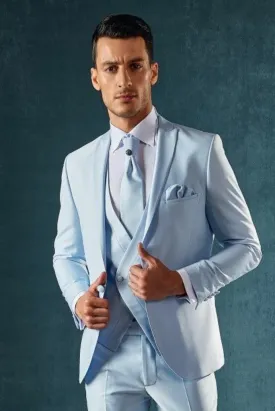 Men Sky Blue Suit Three Piece Suit One Button Suit Wedding Suit Formal Dinner Suit Bespoke Tailoring Gift For Him