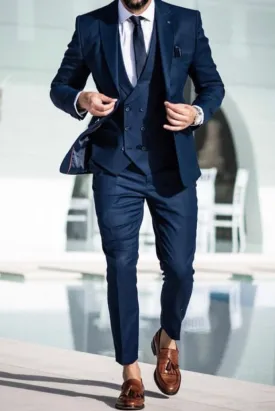 Men Three Piece Suit Blue Wedding Suit Dinner Suit Party Wear Slim Fit Suit Bespoke Tailoring
