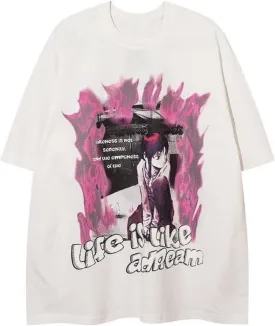 Men Women Y2K Anime Graphic T-Shirt Dark Academia Harajuku Shirts Short Sleeve Tees Japanese Emo Alt Oversize Clothes