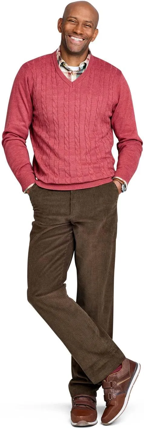 Men's Corduroy Pants with Hidden Extra Stretch Elasticated Waist