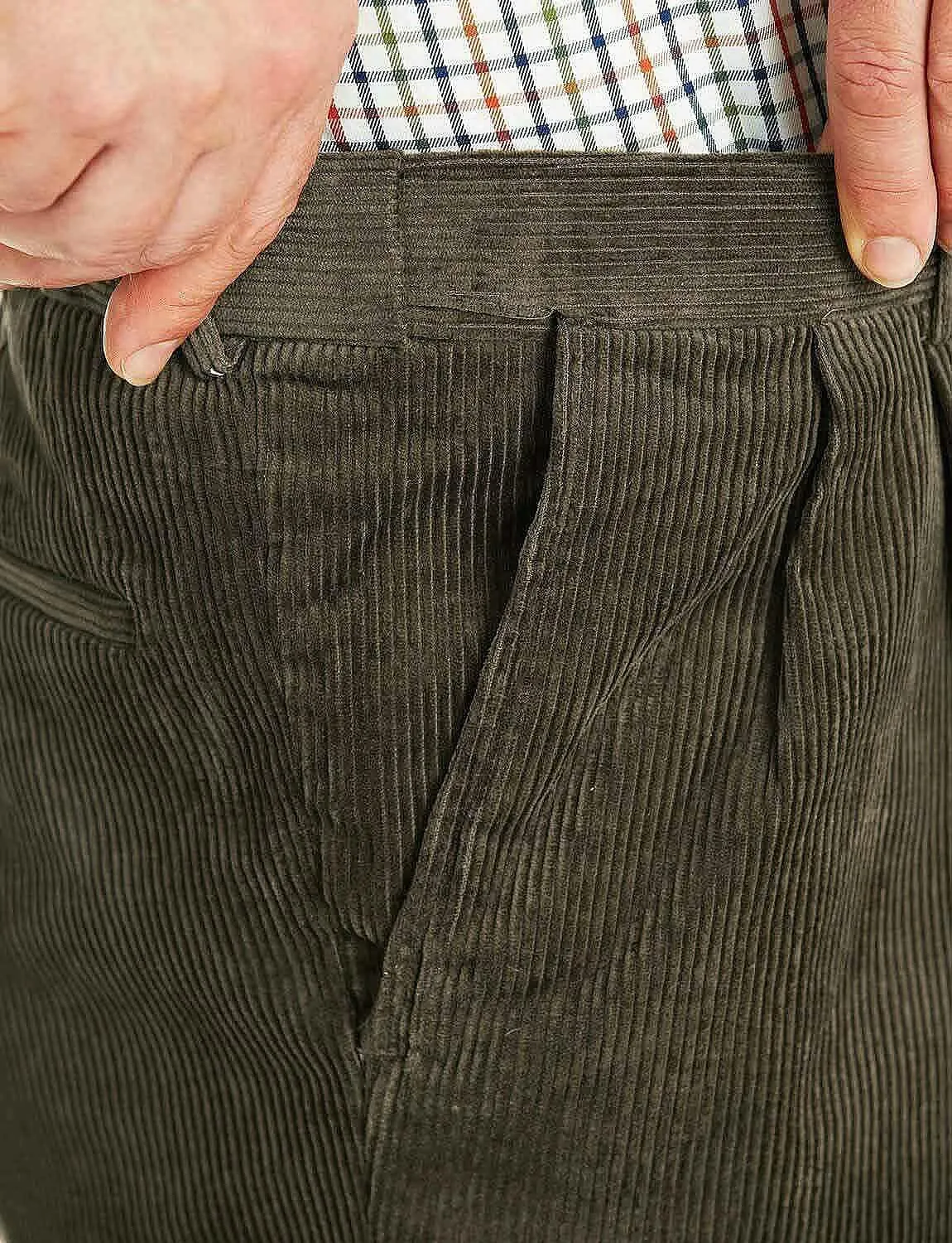 Men's Corduroy Pants with Hidden Extra Stretch Elasticated Waist