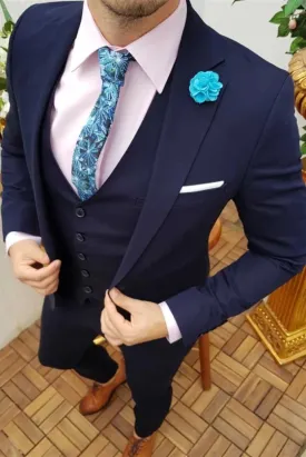 Men's There Piece Suit Blue Wedding Slim Fit Suit Dinner Suit Formal Party Wear Suit One Button Suit Elegant Bespoke Suits Gift For Him