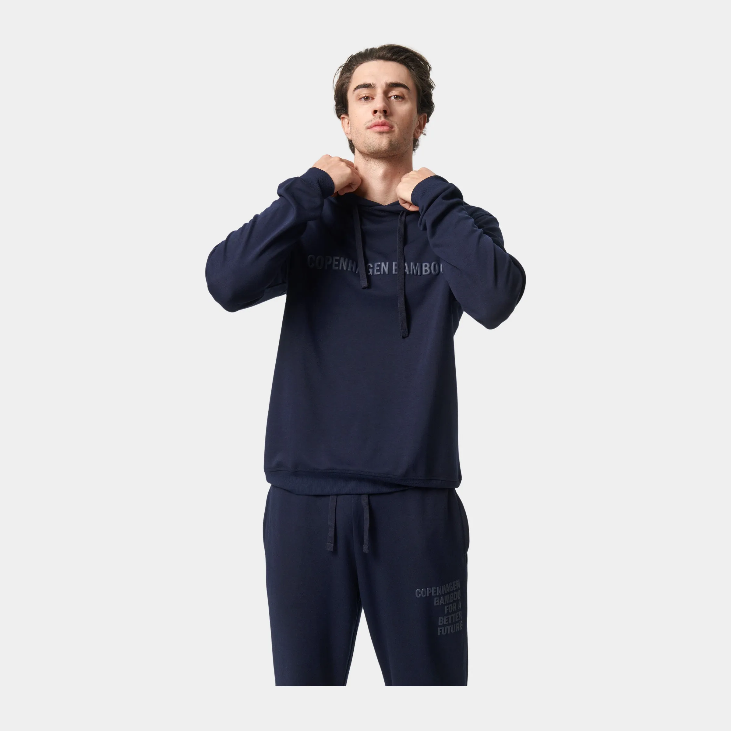 Navy bambus hoodie med logo