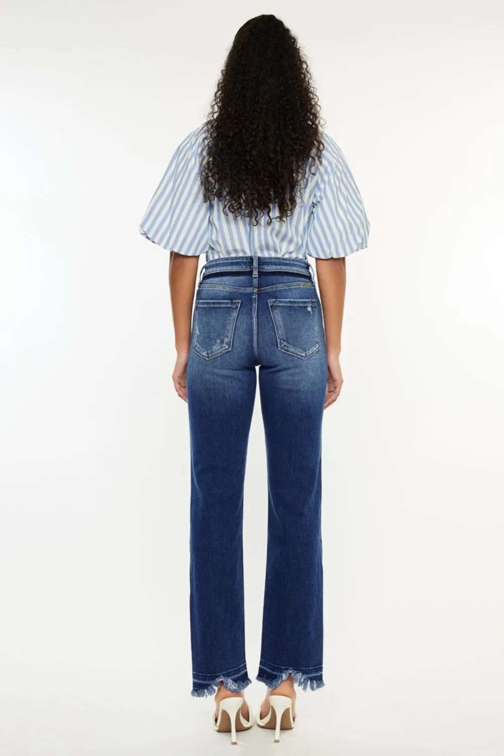 Nina High Rise Distressed Slim Straight Jeans