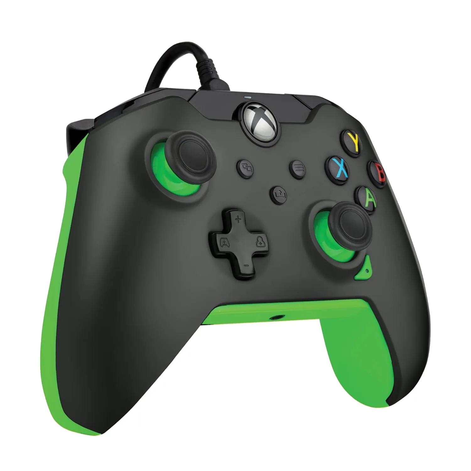 PDP Wired Xbox Gaming Controller: Gamepad Licensed for Xbox Series X|S, Xbox One, Windows PC, Audio Controls, 8ft Cable, 3.5mm jack, Mappable Buttons/Triggers, Companion App: Neon Black (Black/Green)
