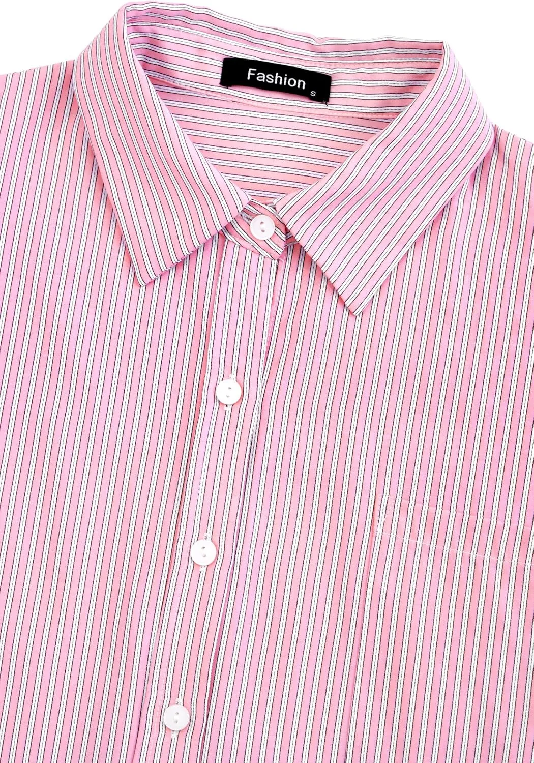 PRETTYGARDEN Striped Shirts Button Up Tops for Women 2025 Summer Short Sleeve V Neck Dressy Casual Blouse