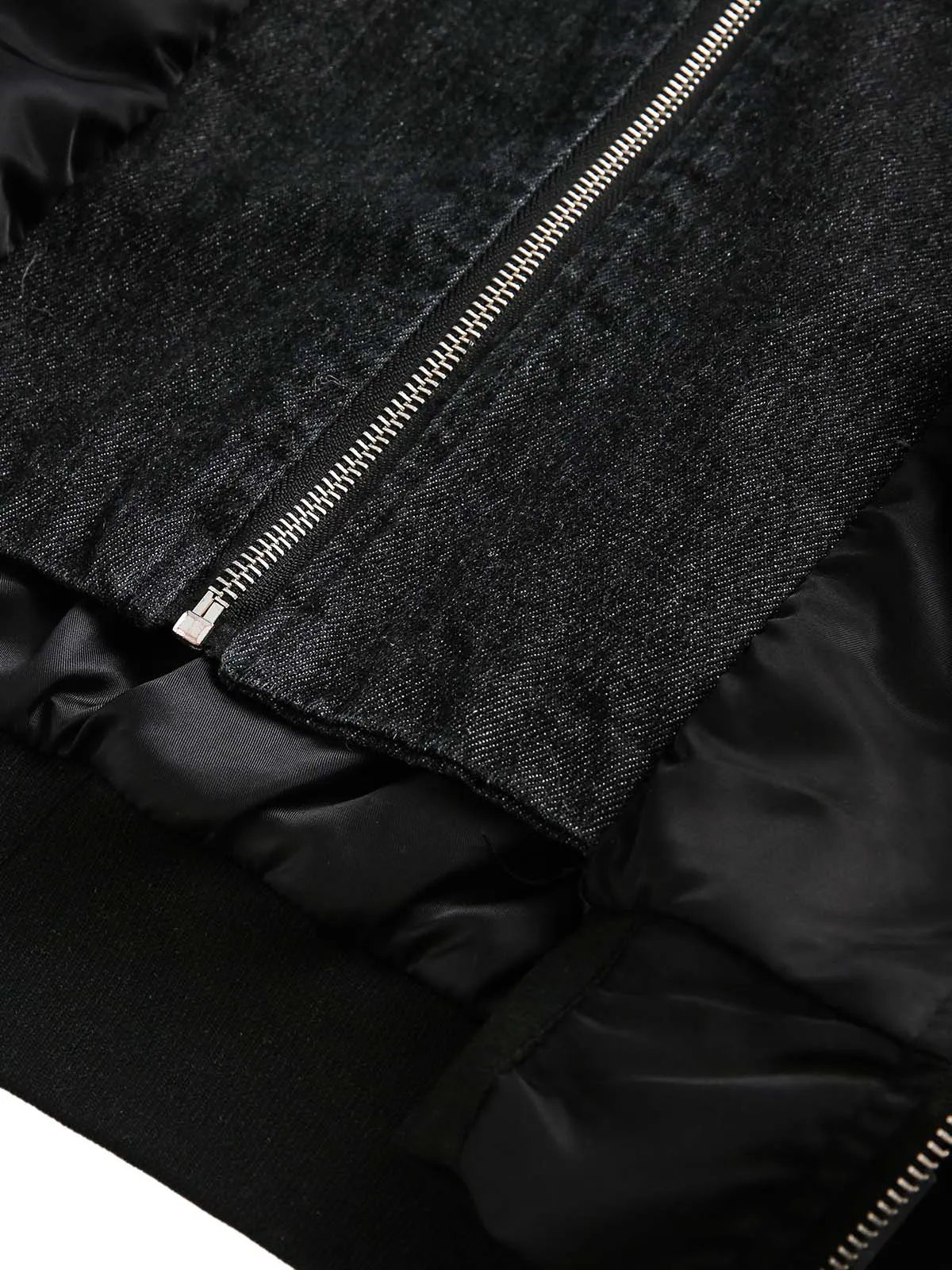 Raw Edge Spliced Hooded Denim Jacket