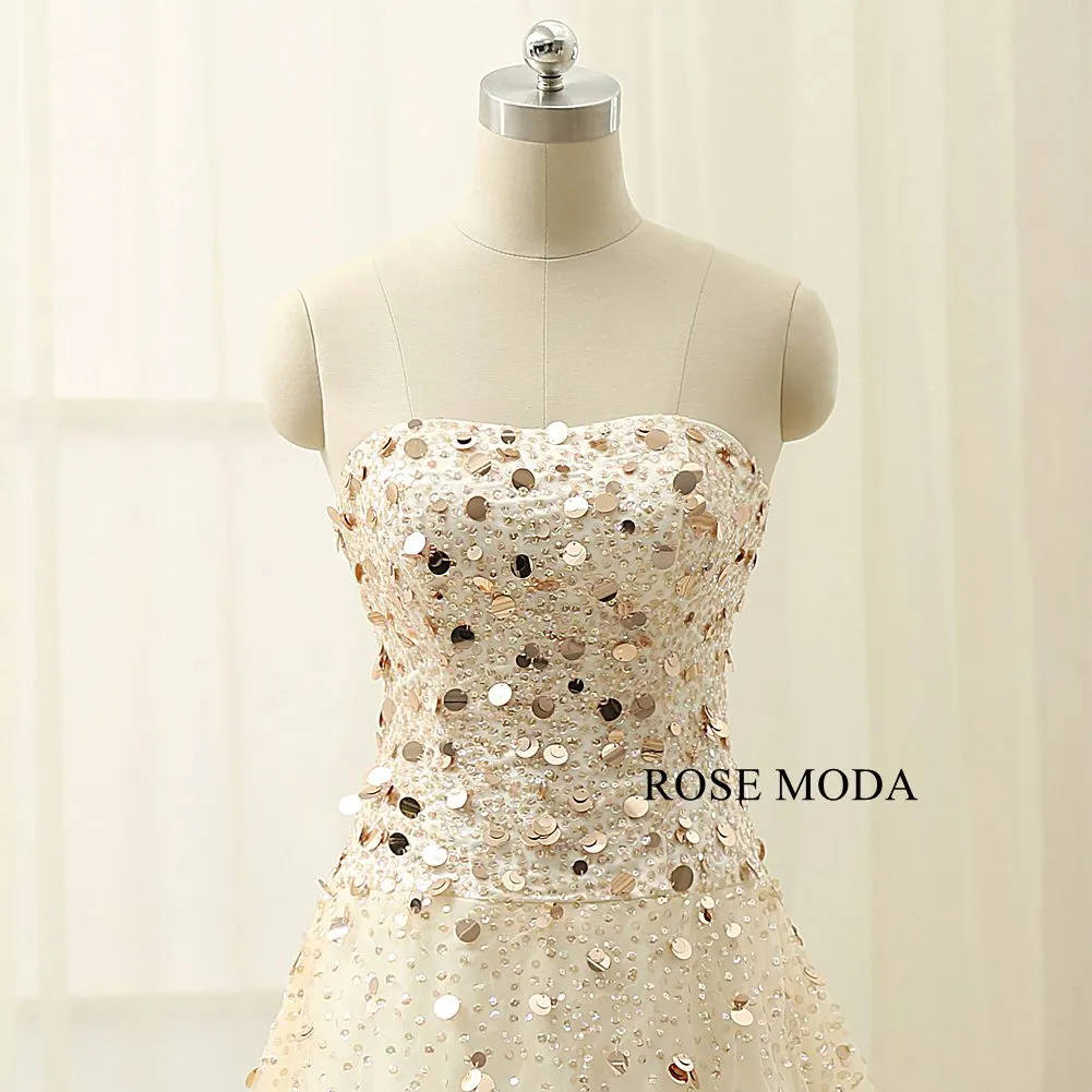 Rosemoda Beaded A Line Long Prom Dress