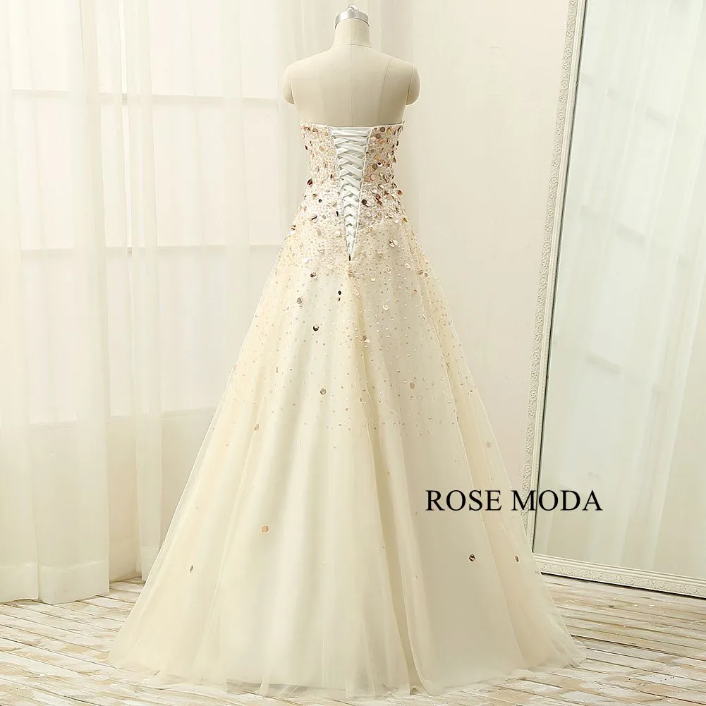 Rosemoda Beaded A Line Long Prom Dress