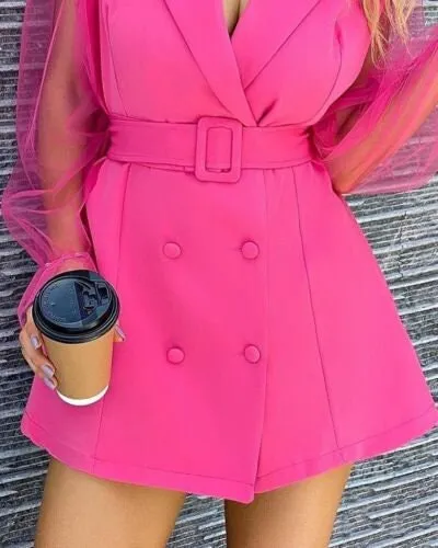 Sheer Mesh Blazer Dress