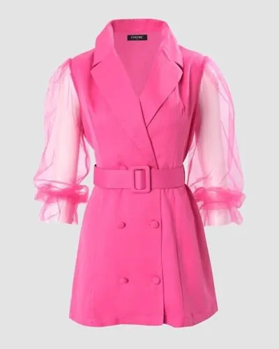 Sheer Mesh Blazer Dress