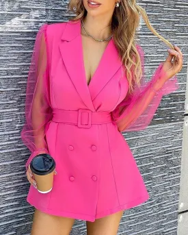 Sheer Mesh Blazer Dress