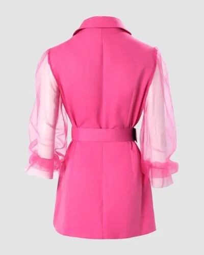 Sheer Mesh Blazer Dress
