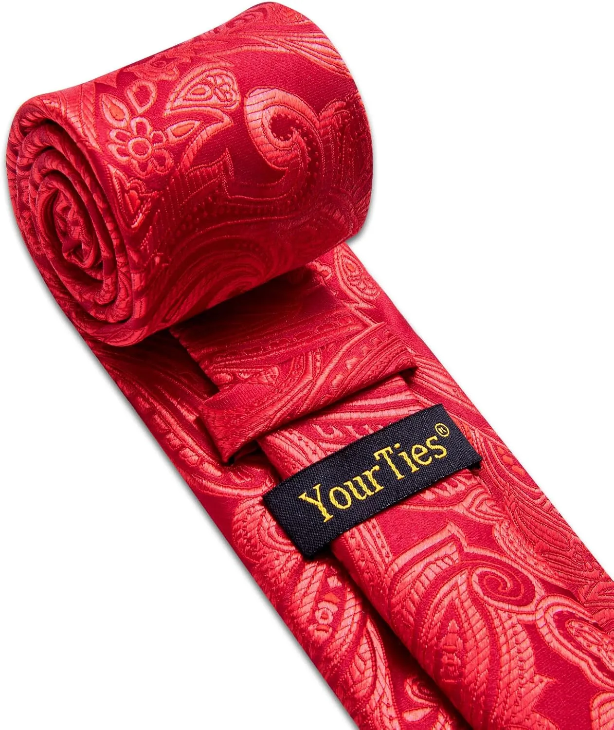 Silk Tie for Men Paisley Necktie Pocket Square Cufflinks Tie Clip Lapel Pin Brooch Set Wedding Business Party