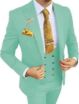 Wangyue 3 Piece Men's Suits Slim Fit Suits for Men Double Breasted Suit Men Wedding Prom