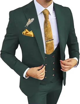 Wangyue 3 Piece Men's Suits Slim Fit Suits for Men Double Breasted Suit Men Wedding Prom
