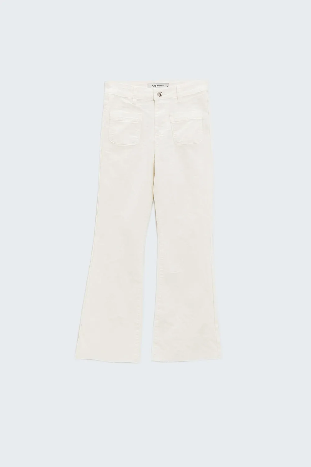 White Skinny Flared Jeans With Front Pocket Detail