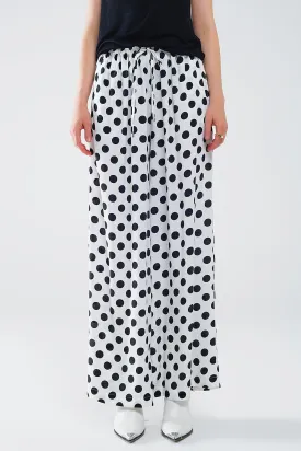 Wide leg polka dot pants with elastic waist and pockets