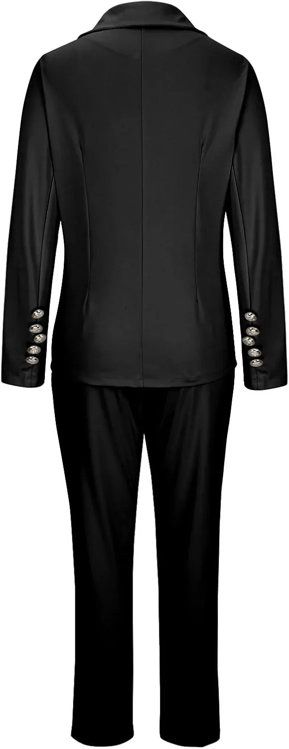 Women's 2 Piece Suit Set Double Breasted Blazer Pantsuit Formal Business Outfits Office Wedding Wear Slim Fit