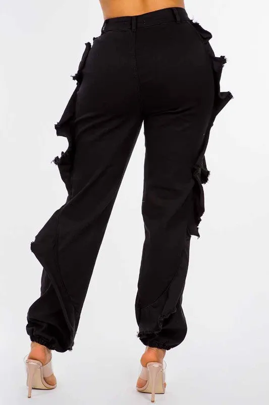 Women's Ruffled Destroyed Jeans