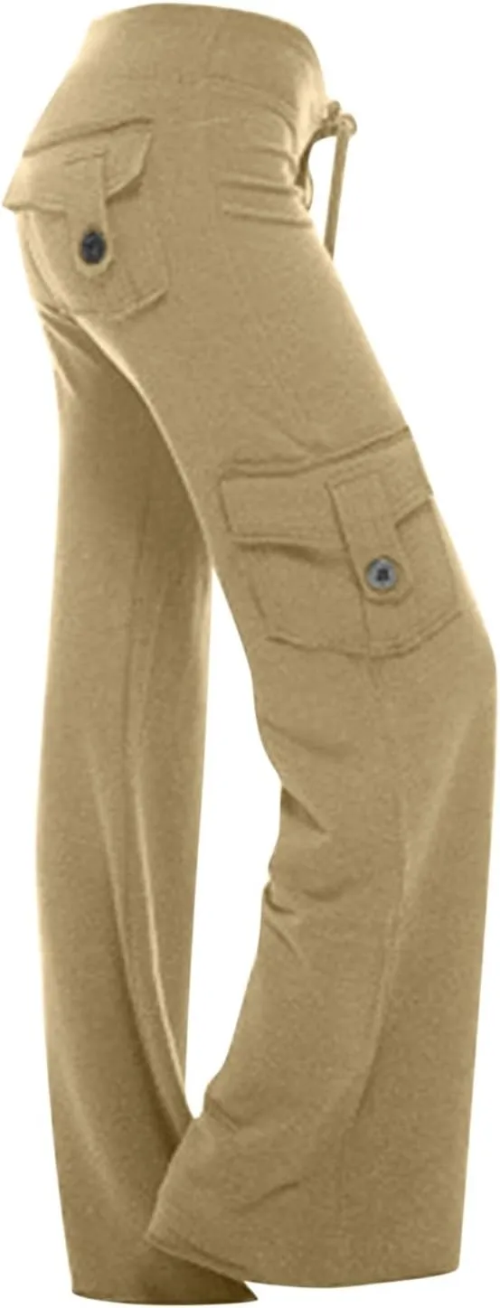 Womens Wide Leg Yoga Pants Cargo Trouser Fashion Pants Plus Size Flare Leggings Bootcut Yoga Pants with Pockets