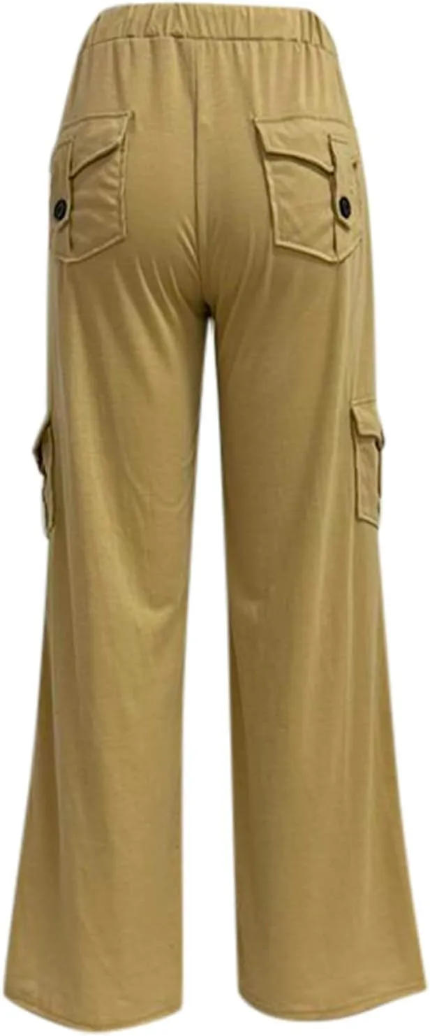 Womens Wide Leg Yoga Pants Cargo Trouser Fashion Pants Plus Size Flare Leggings Bootcut Yoga Pants with Pockets